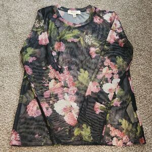 Anthropologie Sheer Floral Top